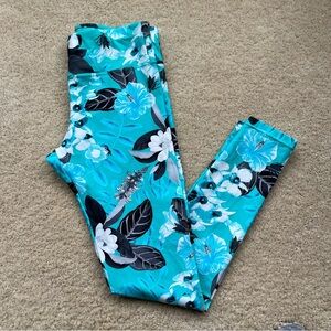 ✨Seafolly Women’s Aqua Hawaiian Print Full Length Leggings - Size S - EUC